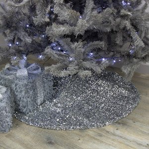 Silver Sequin Christmas Tree Skirt - 112cm