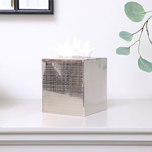 Silver Textured Metal Tissue Box Holder