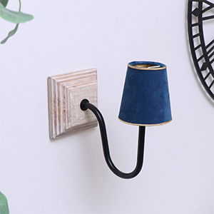 Small Blue & Gold Velvet Lamp Shade 