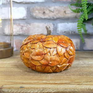 Small Orange Leaf Detail Pumpkin Ornament