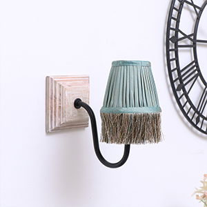 Small Teal Fringed Lamp Shade