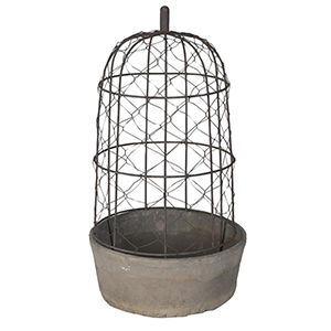 Small Wire and Dome Black Stone Planter Pot/Bird Cage - 46cm