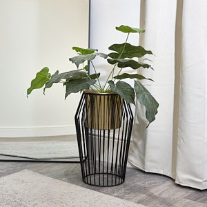 Tall Black & Gold Wire Planter Pot Stand - 45cm