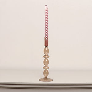 Tall Brown Glass Candle Holder - 27cm