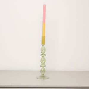 Tall Dark Green Glass Candle Holder - 27cm