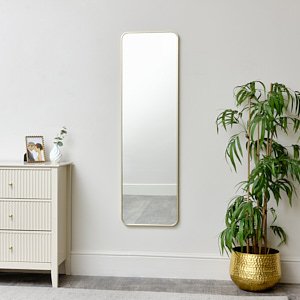 Tall Gold Curved Framed Wall / Leaner Mirror 135cm x 40cm