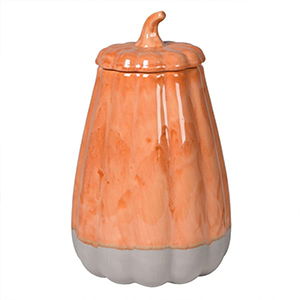 Tall Grey & Orange Pumpkin Lidded Jar