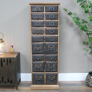 Tall Natural and Grey Storage Cabinet