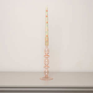 Tall Pale Pink Glass Candle Holder - 27cm