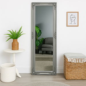 Tall Silver Ornate Mirror 47cm x 142cm