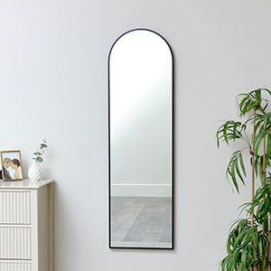 Tall Slim Black Arched Wall Mirror 135cm x 40cm
