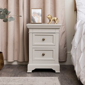 Taupe-Grey Two Drawer Bedside Table - Daventry Taupe-Grey Range DAMAGED SECOND 8091