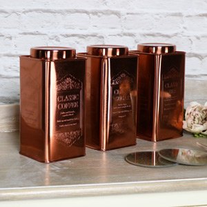Vintage Copper Tea, Coffee, Sugar Storage Canisters