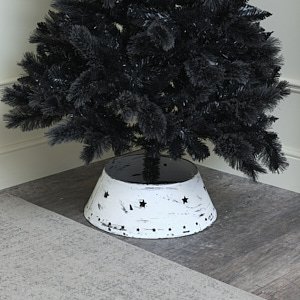 White Distressed Metal Star Christmas Tree Skirt