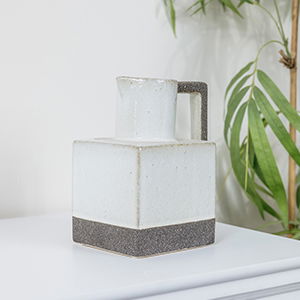 White & Grey Ceramic Speckled Square Jug