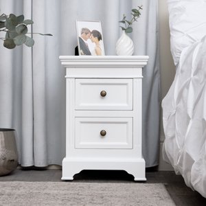 White Two Drawer Bedside Table - Daventry White Range 