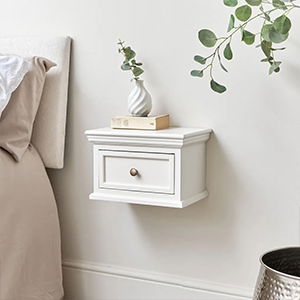 White Wall Mounted Bedside Table - Daventry White Range
