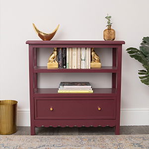 Wine Red Scalloped Storage Sideboard with One Drawer and Shelving - Staunton Wine Red Range