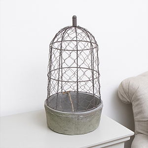 Wire Dome Black Stone Planter Pot/Bird Cage - 46cm